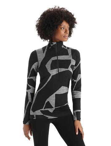 Base Layers Icebreaker Merino 250 Vertex Long Sleeve Half Zip Thermal Top Fractured Landscapes Damskie Czarne | PL 1086CTVE